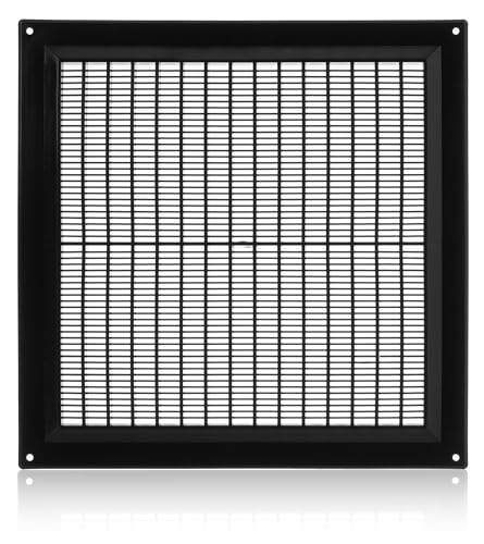 Black Air Vent Grille 250mm X 250mm With Anti-Insect Mesh Fly Screen 10inch 10
