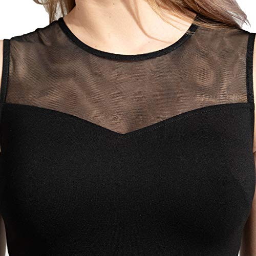 Image of Women's A-Line Pleated Sleeveless Little Cocktail Party Dress with Floral Lace