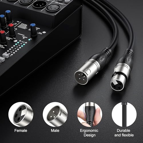 image for EBXYA XLR Cable 6ft 6 Packs - Premium Balanced Microphone Cable with 3