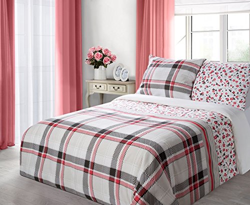 Parure de lit 3 pièces coton rouge Eurofirany housse de couette taies 70x80