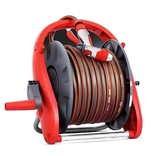 Garden Hose Reel Compact Hose Reel 30m /100ft,Integrated Handle, Supplied with Multi-Purpose Hose, Fittings and Nozzle, for Garden Watering, Car Washing, Yard Cleaning Water Pipe Hose Cart