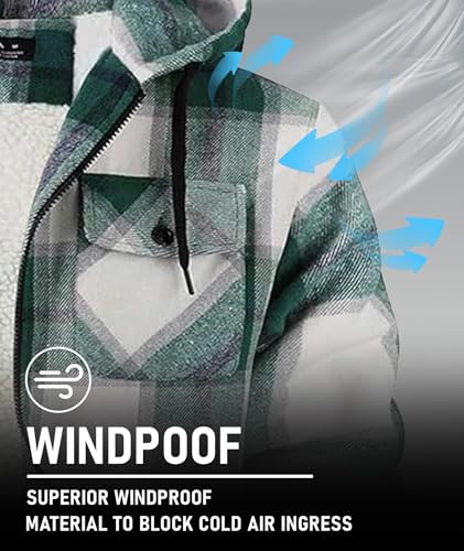 Image of GEEK LIGHTING Men's Flannel Shirts Jacket Sherpa Lined Fleece Plaid Hoodie Long Sleeve Winter Warm Coat