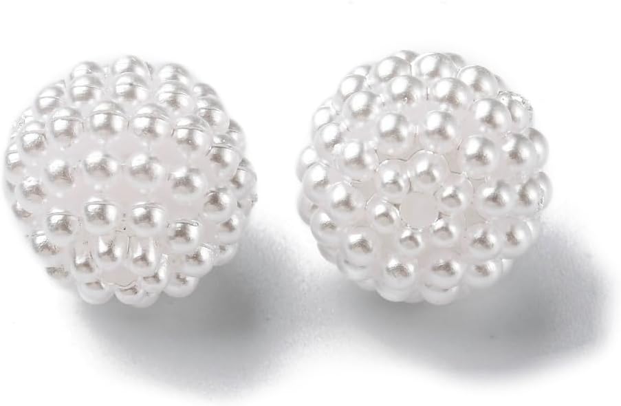 40Pcs Imitation Pearl Bayberry Beads for Bracelets Making 12mm Round Disco Ball White Loose Acrylic Beads Craft Supplies for Home Decoration Jewelry Necklaces Earrings Keychain Crafting - Image 2