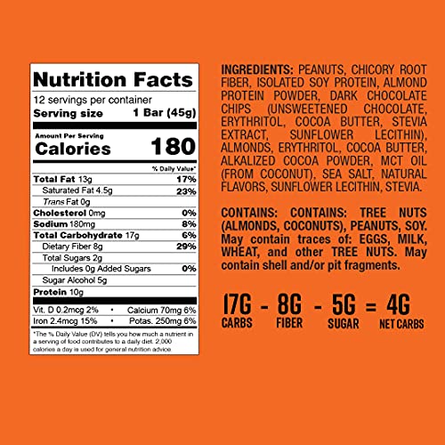 Cando Krisp - Keto Snack & Keto Bar (12 Pack, Peanut Butter & Chocolate Chunk) - Low-Carb Snack, Low-Sugar High Protein Bar - Gluten-Free Crispy, Perfectly Delicious Healthy Meal Replacement - Keto Krisp #TOP3