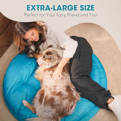 Image of ClevaHome Orthopedic Dog Beds for Extra Large Dogs, 42 inches Ultra-Durable Round Pet Bed with Waterproof, Washable, Removable Cover, Nonslip Bottom (Mosaic Blue)