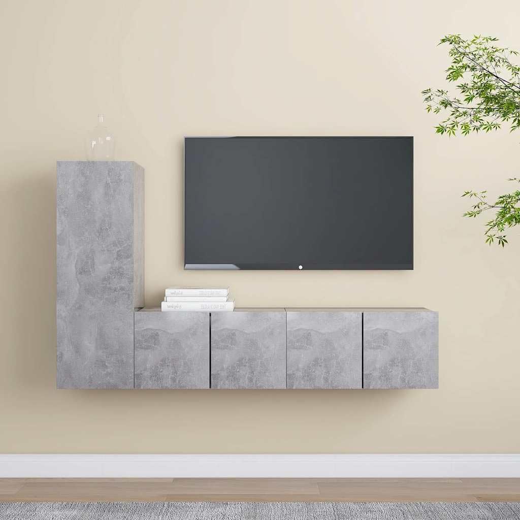Mobile TV sospeso, 3 pezzi, grigio cemento