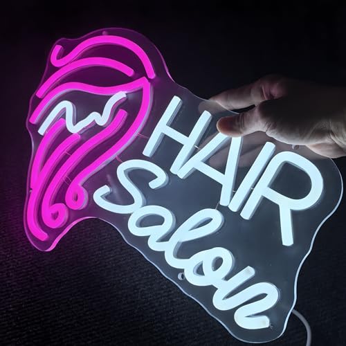 Image of Hair Salon Neon Sign for Wall Decor, LED Neon Signs Lights, Pink Salon Hair Tech Decor Neon Signs for Barber Shop, Beauty Salon Studio Beauty Room Business Sign