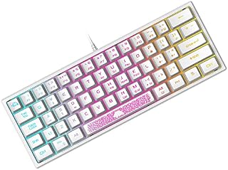 ZIYOU LANG K61 60% Percent Gaming Keyboard, Compact RGB Chroma Backlit STK61-Wired Mechanical Feel Membrane Keyboard, UK Layout Pro Mini 62 Keys, Waterproof, for PS4 XBOX PC Laptop Mac/White