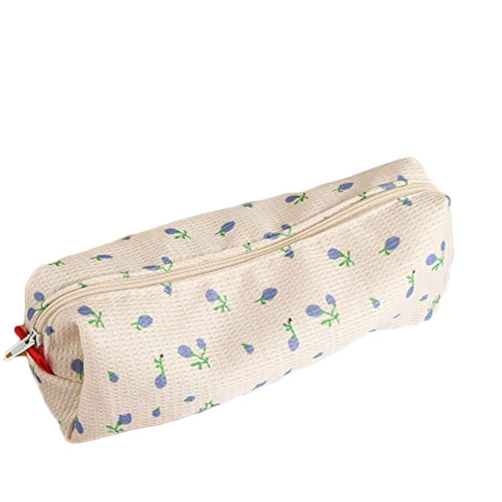 Estuches para lápices Escolar Simple Flores Pequeñas Papelería Estilo Fresco Soporte para bolígrafos Bolsa de maquillaje Bolsas de almacenamiento (azul)