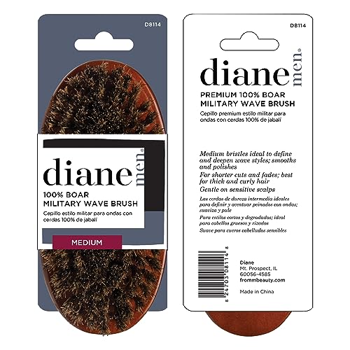 Diane D8114 Premium 100% Boar Bristle Military Wave Brush For Men And Barbers – Medium Bristles For Thick Coarse Hair thumb #5
