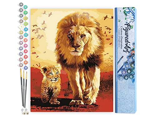 Peinture par Numéro Lion Figured'Art Kit DIY 40x50cm