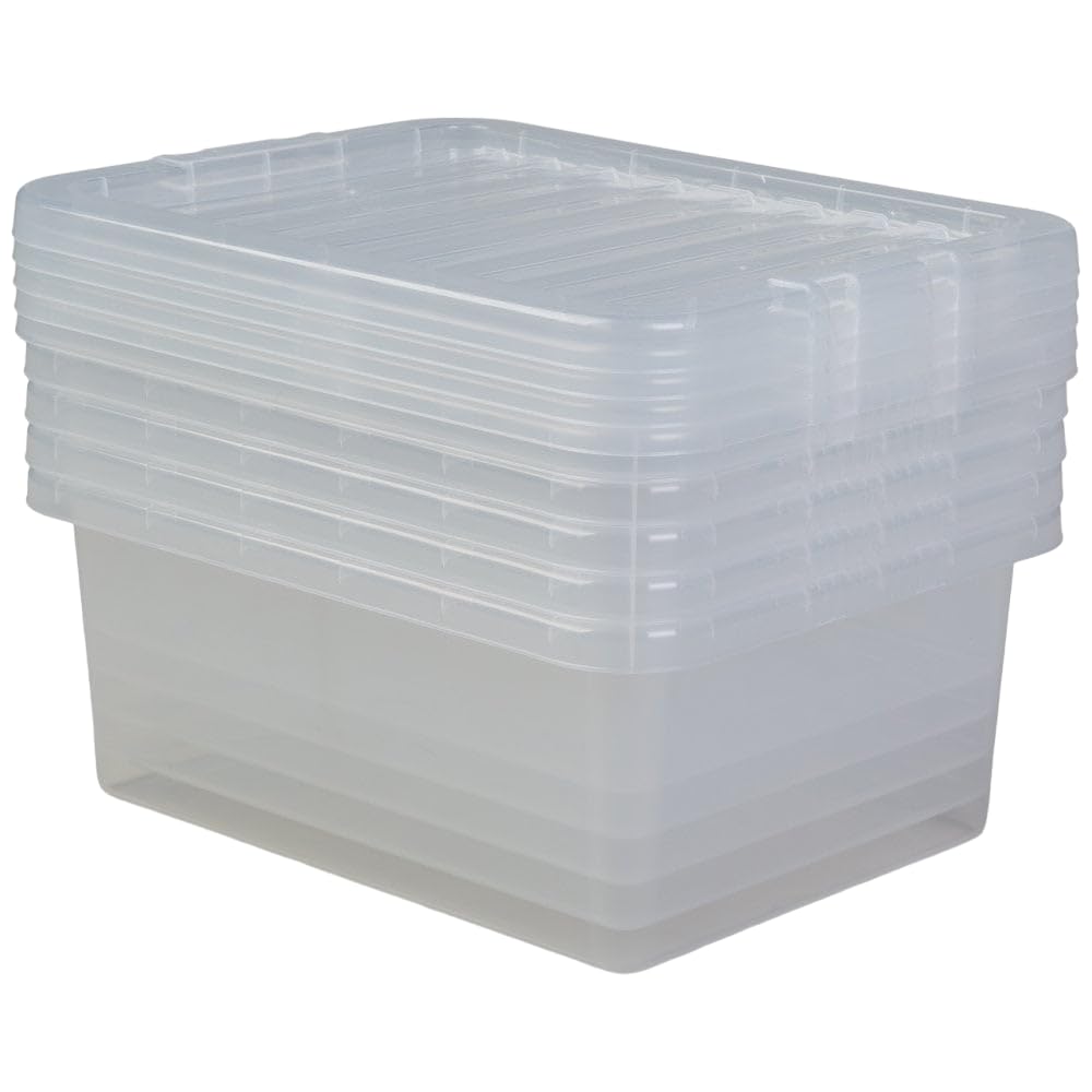 Clear Plastic 4l/7L/11L/14L/25L/32L/37L/45L/60L/80L WHAM Crystal Storage Box with Lid Multi Us Home Office & Workplace Stackable Strong Boxes (Plastic, 17L)