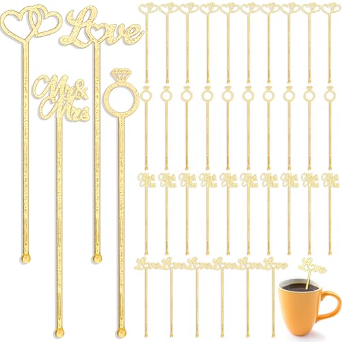 Reallnaive Gold Glitter Wedding Stirrers