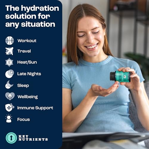 KEY NUTRIENTS Electrolyte Tablets, 200 Capsules, Salt Tablets for Dehydration, Fasting Electrolytes Tablets - Salt Pills with Electrolytes, No Sugar, Gluten Free Hydration Tablets Made in USA