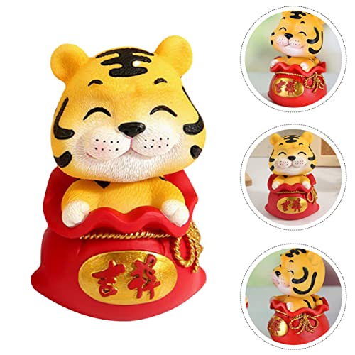2 Peças Ano Do Tigre Enfeite De Cabeça Bobble Escultura De Ano Novo De 2022 Estatuetas Do Ano Do Tig