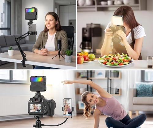 Image of FUGETEK RGB LED Pocket Video Light with Clip, Dimmable Bi-Color 3200K-6500K, Portable Selfie, Video Light for Mobile, Laptop, Tablet, DSLR Camera, for Meetings, Photography, Streaming