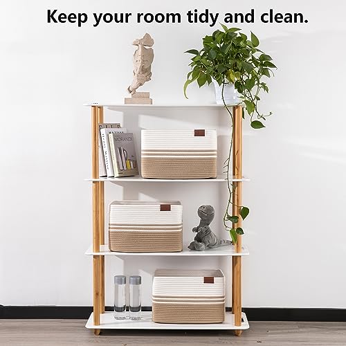 SIXDOVE-3-Pack-Shelf-Baskets-Woven-Cotton-Rope-Storage-Bin-Soft-Rectangular-Closet-Basket-Set-Long-Lasting-Stylish-Decorative-Organization-for-Clothes-Toys-Books-Jute-15L-x-10W-x-9H