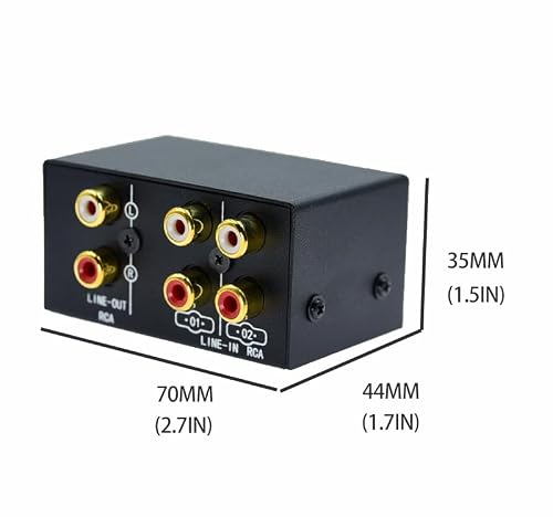 2 in 4 Out or 4 in 2 Out Audio Sound selector RCA Female Stereo Channel 2 Splitter switcher Box Switching No External Power No Noise