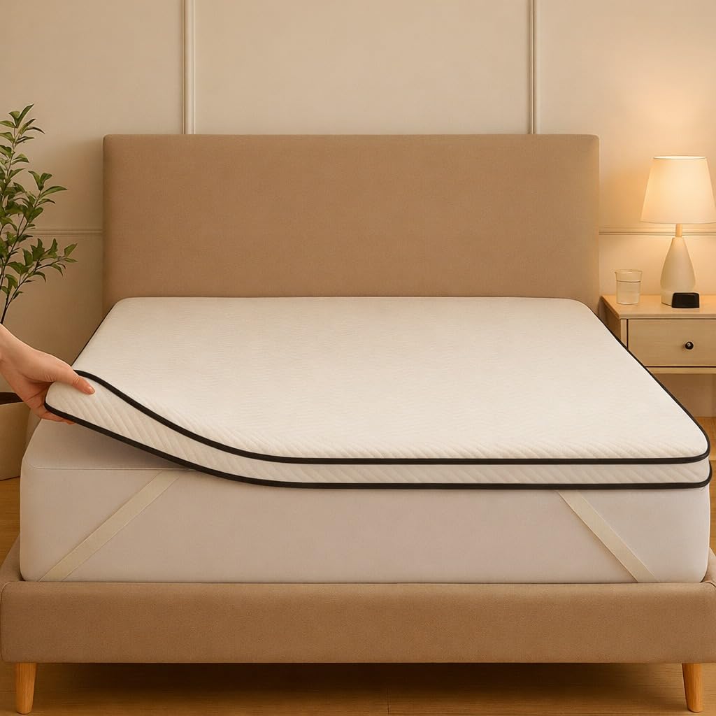 Zavora Homes High Density Soft Foam Mattress Topper – 5cm Thick, Premium Fabric, Plush Comfort & Support – Breathable, Durable, Luxury Bed Topper (Double - 140 x 200cm)