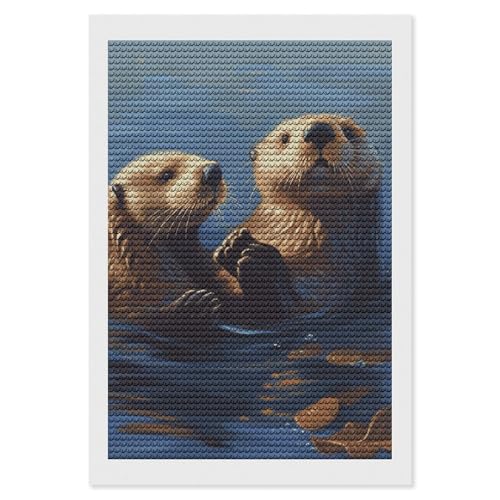 Kit d'art diamant broderie strass loutre de mer loisir créatif adulte et tableau mural