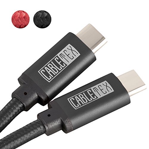 USB C Kabel auf USB 3.1 Typ C 1 Meter Ladekabel Nylon Textilkabel Datenkabel für USB 3.0 Computer und Smartphones Galaxy S9, S9+, Huawei P20, P20 Pro, OnePlus 3, 3T, OP 5, HTC 10, MacBook Pro - SCHWARZ