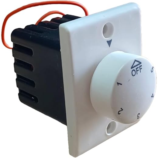 SEER Electronic Fan Speed Controller, 5-Step Regulator, 2 module Socket Type, White, 5 x 4.7 cm non modular