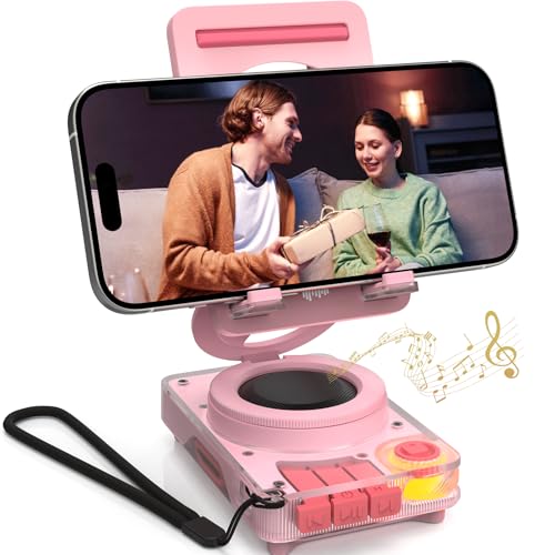 Handy-Ständer mit kabellosem Bluetooth-Lautsprecher, tragbarer Schreibtisch-Lautsprecher mit HD-Sound, TF/microSD-Kartensteckplatz, kompatibel mit iPhone/Galaxy, für Zuhause & Outdoor, Geschenk für