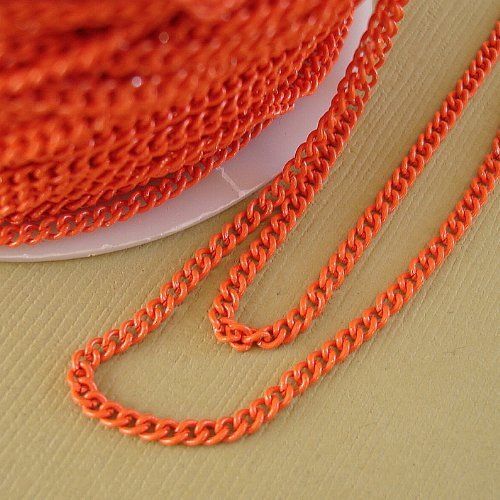 BeadsTreasure Orange Colored Chain Twist Curbe -10 Ft.