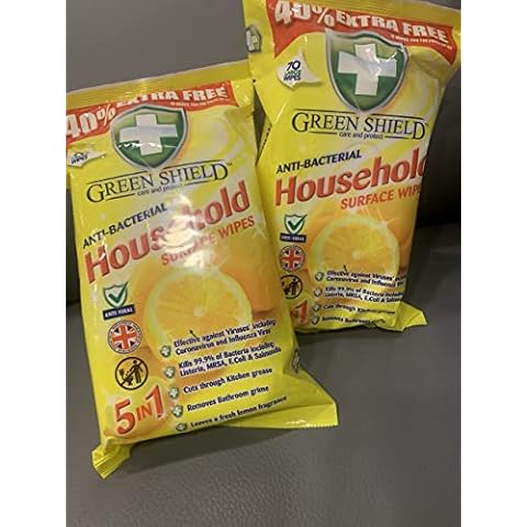 GREENSHIELD ANTIBAC Household Surface Wipes Packs of 70 Wipes Each Pack contains 70 (3 Packs) Cover