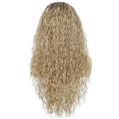 Sapphirewigs Curly Lace Front Wig Ombre Ash Brown Curly Synthetic Wigs for Women 13x3 Daily Wear Party Christmas Halloween Heat Resistant 26 inch - Image 2