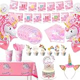 🎉Diseño de Tema de Dibujos Animados🎉 Los platos y servilletas de unicornio están diseñados con lindos elementos de unicornio,que bien pueden atraer la atención de los invitados en la fiesta de piñata unicornio cumpleaños niña y dejar una profunda impresión en ellos.