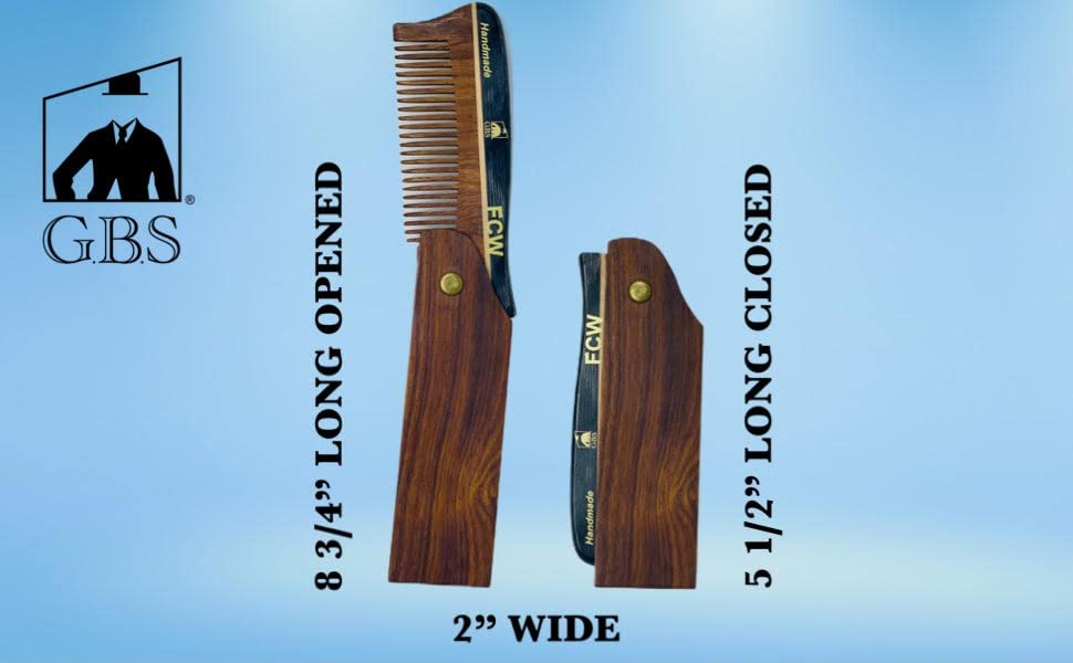 Peines de madera G.B.S para barba y cabello, pack 2 miniatura 4