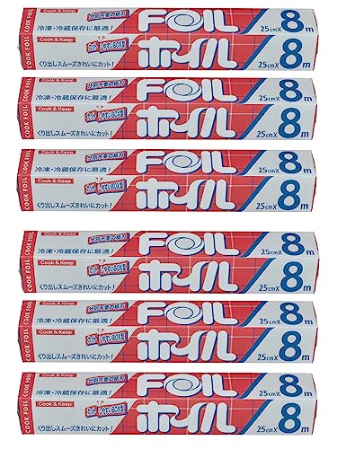 エムエーパッケージング アルミホイル アルミ 本体サイズ シルバー 25cm×8m 6個セット
