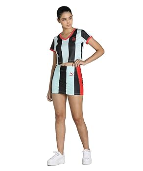 関税送料込♪PUMA X DUA LIPA/Striped Slim Tee & Mini Skirt PUMA X DUA LIPA Women's Striped Mini Skirt, Blue, S : Amazon