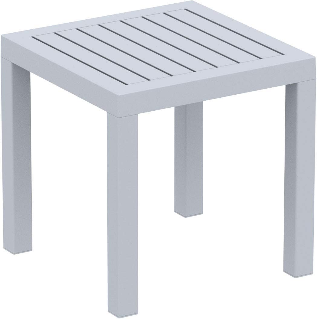 Photo 1 of Compamia Ocean Square Resin Patio Side Table Silver Gray, Commercial Grade