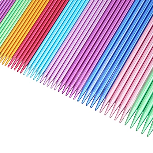 Agujas de tejer de doble punta ergonómicas con superficie brillante de aluminio para tejer 5