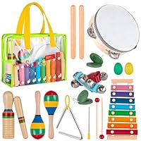 Stoie's Kids Musical Instruments Set – Wooden Percussion Instruments for Toddlers, Xylophone, Tambourine, Maracas, Music Toys for Toddlers, Preschool Musical Instruments