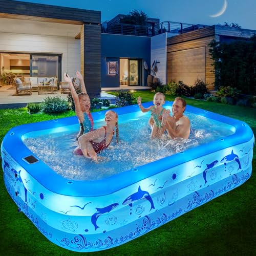 StarOcean 2026 Upgrade Inflatable Pool with Lights, Family Inflatable Swimming Pool for...