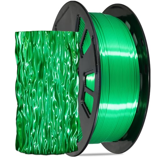 Image of Silk Green PLA Satin Shiny 3D Printer Filament, 1.75mm Diameter 1kg Spool 2.2lbs for FDM 3D Printers
