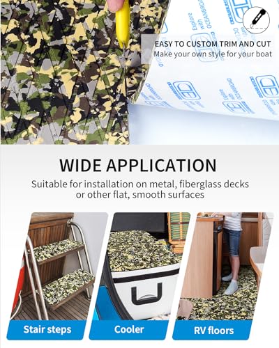 image for OCEANBROAD Self-Adhesive 48''x16'' Camouflage Boat Flooring Non-Slip T