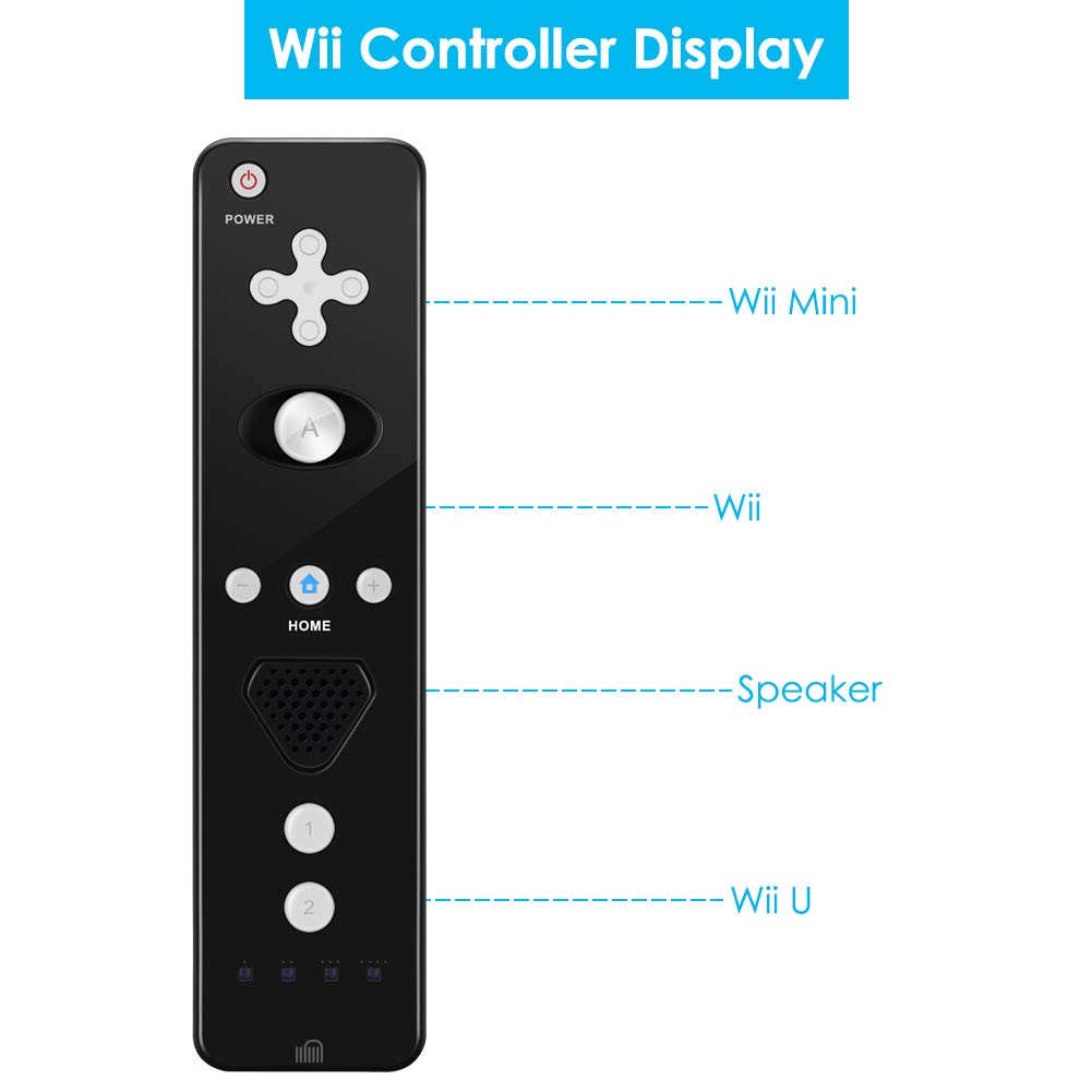 ameego GN-009RN DB Unique design Wireless Remote controller & Nunchuck Controller with Silicon Case and Wrist Strap for Nintendo Wii & Wii U & Mini Wii (Design-B Black)