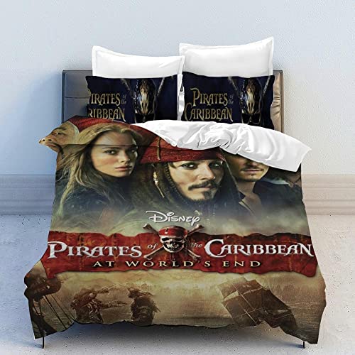 LHASA Parure de lit 3D Film Skipper le pirate Jack - Housse de couette et taie d'oreiller - Doux et respirant (style 10, double 200 x 200 cm)