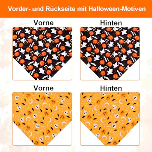 SZEE Hundehalstuch Halloween Kostüm Hunde Bandana for Dogs,Geschenk Deko mit Kürbis Motiv, Kopftücher Waschbarer Hundehalstücher für Kleine/Mittel/Große Hunde und Katzen Haustier, Orange+Schwarz, L