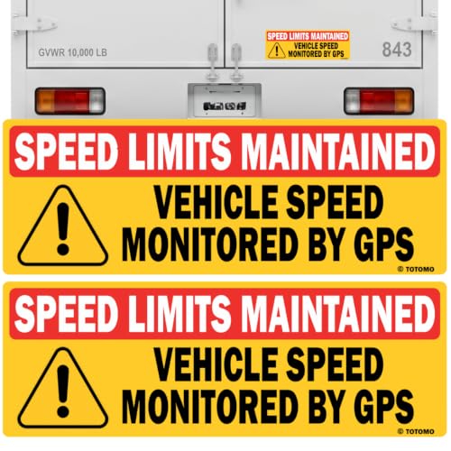 Image of TOTOMO Oversized Red Vehicle Speed Monitored by GPS Safety Sticker, Speed Limit Maintained, 2-Pack, Large 14 inch x 5 inch Reflective Warning Decal for Fleet Vehicles, Trucks, Vans & Commercial Vehicles
