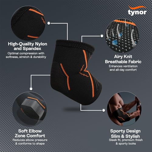Image of TYNOR Elbow Support Air, Black & Green, Large, 1 Unit