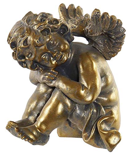 Figurine Statuette Ange endormi Assis doré - 15,5 cm