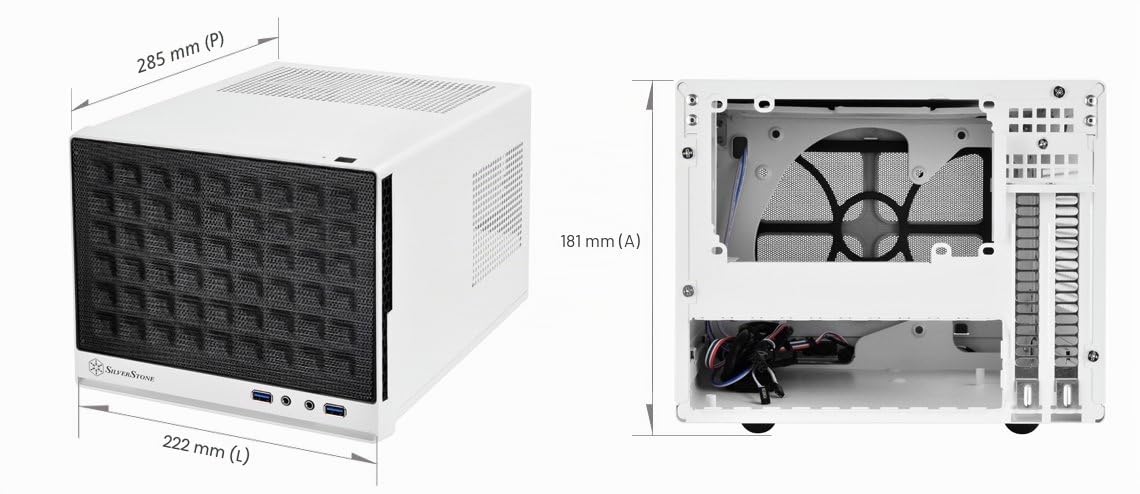 SilverStone SST-SG13WB - Sugo Mini-ITX Compact Computer Cube Case, pannello frontale con Mesh, nero bianco