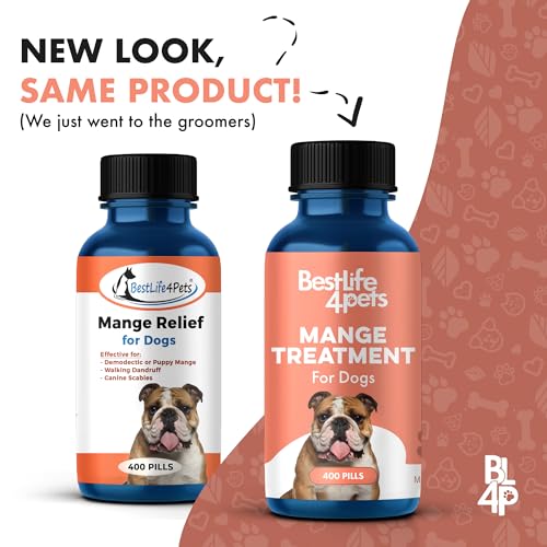 Demodectic Mange Relief for Dogs - All Natural Healthy Coat and Itch Relief for Puppy Mange, Canine Scabies and Walking Dandruff on Skin Pills
