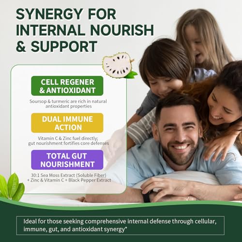 Image of (2 Pack) Soursop Graviola Leaf Extract Liquid Drop Plus Pure Botanical Sea Moss for Cell Support & Regeneration, Immunity and Gut Health, Soursop Bitters Liquid丨Full Texture, Natural Flavor, 1 Fl Oz