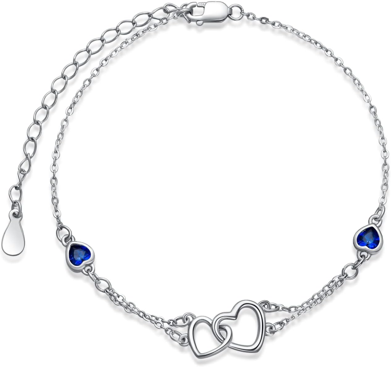 Dorunmo Blue Anklet for Women 925 Sterling Silver Something Blue Anklet for Bride Sapphire September Birthstone Beach Foot Wedding Jewelry for Bride